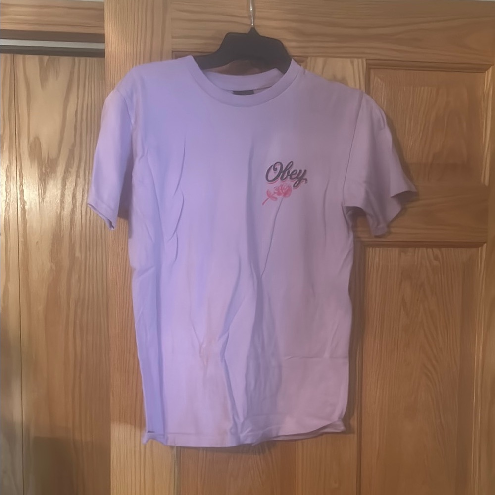 Obey Light Purple Tee with Pink Logo